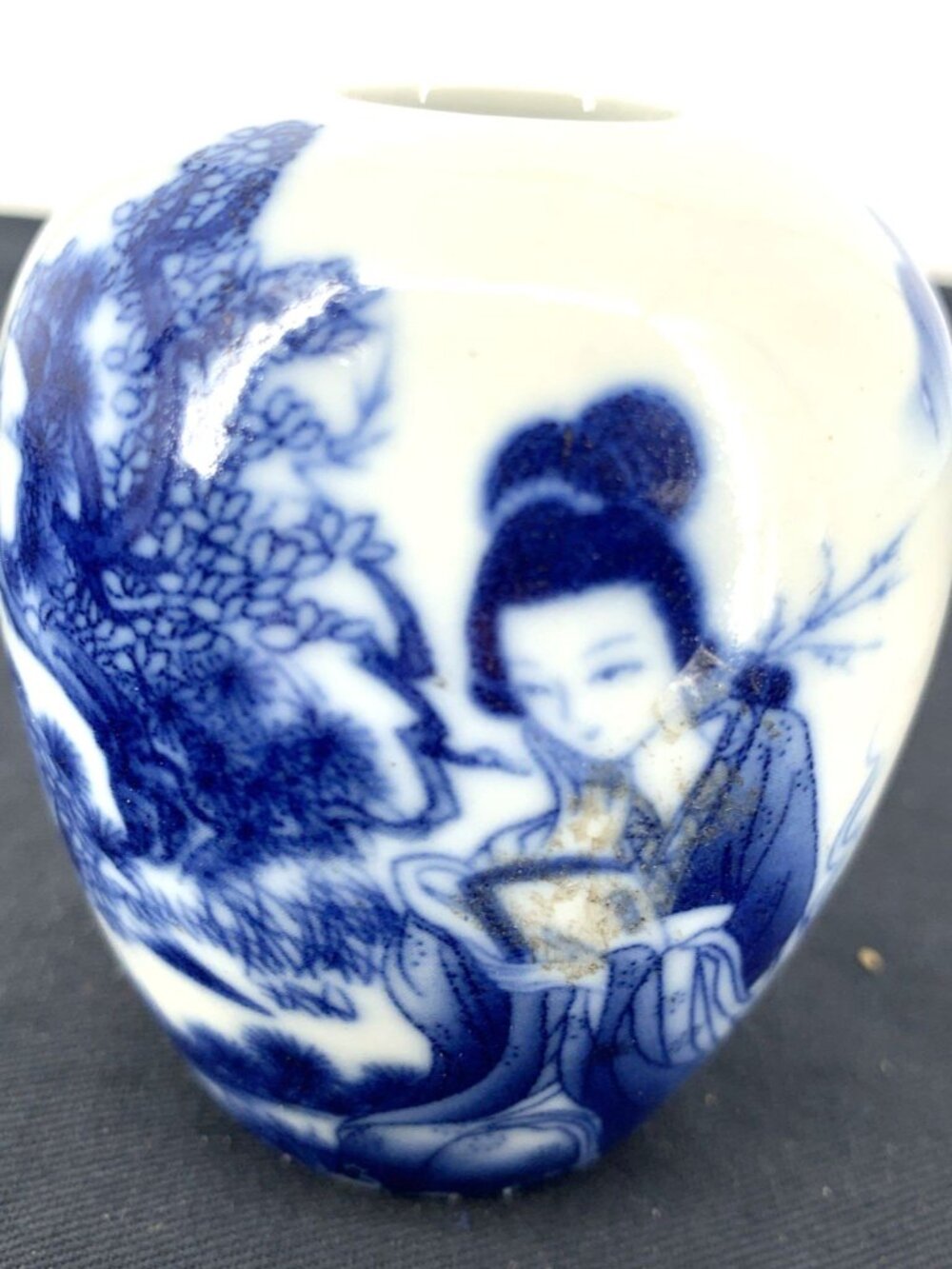 Chinese Vase Blue and White Porcelain Ginger Jar 3" Tall Vintage - Picture 2 of 7